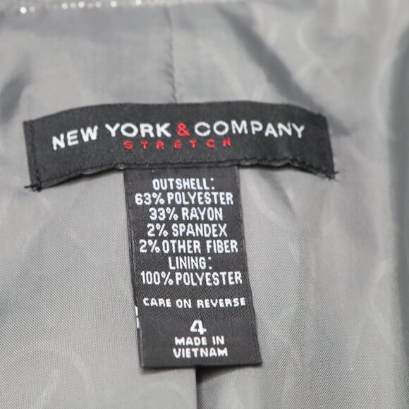 New York & Co Pinstripe Blazer Jacket Grey Silver Single Breasted Peak Lapel - Picture 4 of 14